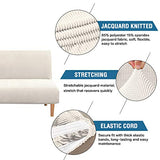 H.VERSAILTEX Armless Futon Cover Stretch Sofa Bed Slipcover Protector Elastic Feature Rich Textured High Spandex Small Checks Jacquard Fabric Futon Cover, Machine Washable, Ivory H.VERSAILTEX