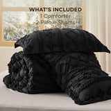 Bedsure Tufted Boho Comforter Set King Size - Black Boho Bed Set, GentleSoft™ 3 Pieces Farmhouse Shabby Chic Embroidery Bedding, Gifts for Woman, Soft Jacquard King Comforter for All Seasons Bedsure