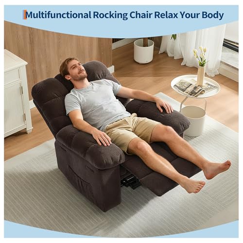 Garvee Manual Recliner Chair,Ergonomic Overstuffed Breathable Fabric Reclining Chair with Side Pockets,q235 Steel Frame Lazy Boy Recliner Single Sofa for Living Room Bedroom