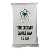 FLEUR DE SPA True Coconut Premium All-Natural Coconut Wax Blend for Luxurious DIY Candle Making - Made in The USA (1 Pound bar) fleur de spa