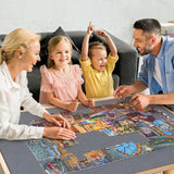 Sancallie 1500 Pieces Puzzle Board & Bracket Set/Wooden Puzzle Board Kit/Jigsaw Puzzle Plateau with 6 Sorting Trays Gray Felt Mat Cover - with Puzzle Board for Storing Jigsaw Puzzles, Grey Sancallie