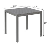 5-Piece Outdoor Patio Dining Set – Square Table with 4 Stackable Chairs, Weather-Resistant Garden or Balcony Furniture for Cafe, Backyard or Deck (Grey) Xdeco
