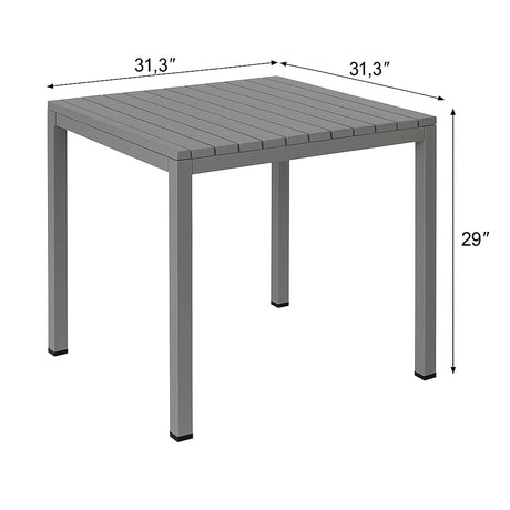 5-Piece Outdoor Patio Dining Set – Square Table with 4 Stackable Chairs, Weather-Resistant Garden or Balcony Furniture for Cafe, Backyard or Deck (Grey) Xdeco