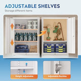 DEVAISE 71" Metal Storage Cabinet, 2-Drawer Lateral File Cabinet, Adjustable Shelves & Doors, White Garage Storage Cabinet, Heavy Duty Tall Cabinet for Home Office, Garage Organization DEVAISE