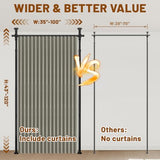 AJAZZ Privacy Curtains for Room Divider with Blackout & Soundproof (Grey, W100 x L84 in, 1 Panel)+ No Drill Curtain Rods(H) 43-120×(W) 35-100 in, Wall Divider for Bedroom/Studio/Office Curtain AJAZZ