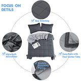 HIG 3pc Gray Twin/Twin XL Comforter Set - All Season Reversible Down Alternative Comforter with Two Sham - Quilted Duvet Insert with Corner Tabs - Box Stitched Blanket - Breathable, Soft HIG