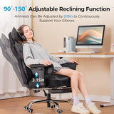 COMHOMA Big and Tall Office Chair 400LBS Wide Ergonomic Gaming Chair with Deluxe Embossing Designed Leather with Foot Rest,150°Reclining Adjustable Armrests Pocket Spring Back Support and Pillow COMHOMA