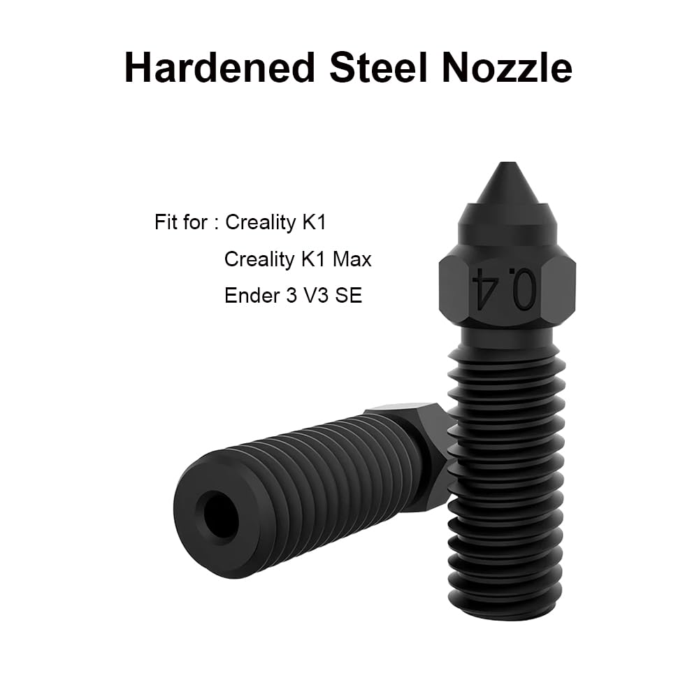 HysiPrui 3D Printer K1 Max Upgrade Extruder Hotend Nozzle Kit - Included 2pcs 0.4mm + 2pcs 0.6mm + 2pcs 0.8mm Hardened Steel Nozzles, High Temperature and Wear Resistant for K1/K1 Max/Ender 3 - WoodArtSupply