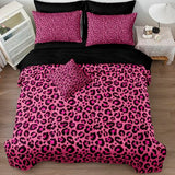 Leopard Print Comforter King Black and Pink Bedding Sets 8 Pcs Hot Pink Cheetah Animal Print Texture Wild Leopard Bed in A Bag with Comforter and Sheet Set Chumerry