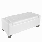 HOMCOM Large 51" Storage Ottoman, Tufted Faux Leather Storage Bench for Living Room, Entryway, or Bedroom, Cream White HOMCOM