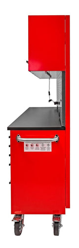 JEGS 72 in. 11-Drawer Rolling Tool Cabinet with Upper Storage [Red] JEGS