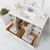 Spring Mill Cabinets Emlyn 48 Inch Bathroom Vanity with White Single Sink Top, 3 Cabinets, 2 Shelves, 2 Drawers, 48.5" W x 18.75" D x 32.89" H, White Spring Mill Cabinets