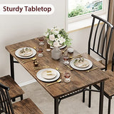 GAOMON Dining Table Set for 4, Kitchen Table and Chairs for 4 with Wine Rack, Dining Room Table Set with 4 Chairs, Rectangular Kitchen Table Set for Small Space, Apartment, Rustic Brown GAOMON