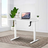 UNICOO Crank Adjustable Height Standing Desk, Adjustable Sit to Stand-up Home Office Desk, Computer Table, Portable Writing Desk (White Top/White Frame - NTCSET-01-WW) UNICOO