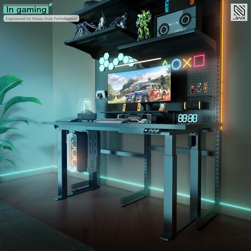 JWX 4-Leg Standing Desk Frame with Dual Motors, Electric Height Adjustable Desk Base, Heavy Duty 330 lbs Load, Fits Desktop 39″–79″, Anti-Collision, Memory Presets, Black Frame Only JWX