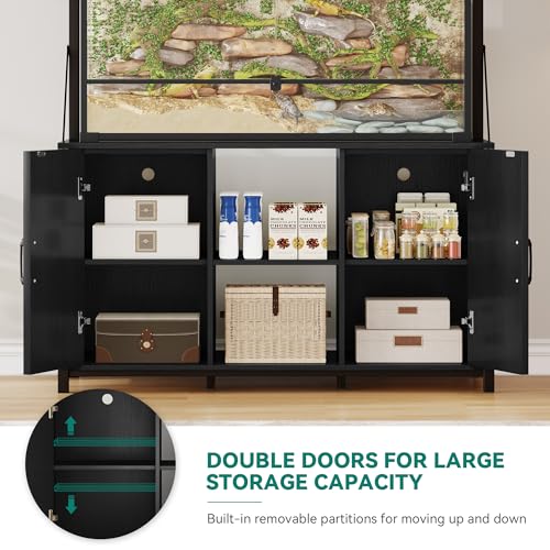 YITAHOME 120 Gallon Reptile Tank Stand with Power Outlets, Heavy Duty Large Reptile Tank Stand with Cabinet, Reptile Tank Turtle Terrariums Table for Accessories Storage,1100LBS Capacity YITAHOME