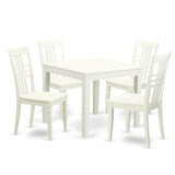 East West Furniture OXLG5-LWH-W 5 Piece Room Set Includes a Square Kitchen Table and 4 Dining Chairs, 36x36 Inch East West Furniture