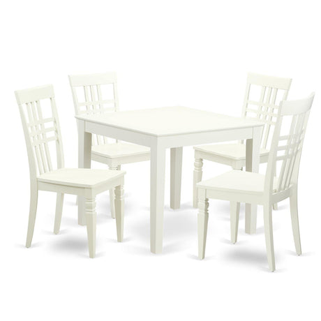 East West Furniture OXLG5-LWH-W 5 Piece Room Set Includes a Square Kitchen Table and 4 Dining Chairs, 36x36 Inch East West Furniture