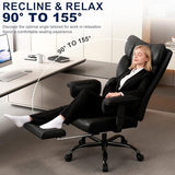 Misolant Big and Tall Office Chair with Footrest, High Back Executive Desk Chair with Adjustable Lift Armrest, 155°Recline，Lumbar Support Pillow, Faux Leather Gaming Chairs for Home or Office Black Misolant