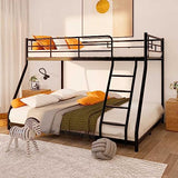 AnwickNomo Heavy Duty Steel Twin Over Full Bunk Bed, Beds for Kids Adults Teens Bed with Stairs & Flat Rungs, Metal Slat Support, No Box Spring Needed (Black), Bunk Bed 54azz AnwickNomo