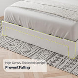 VECELO Queen Size Bed Frame with 3 Storage Drawers, Leather Upholstered with Diamond Tufted Headboard, Solid Wood Slat Support & Steel Framework, PU & White VECELO