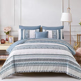 Cottolester Boho Comforter Set King Size Light Blue Comforter Set 8 Piece Bed in a Bag Striped Paisley Bedding Sets Cottolester