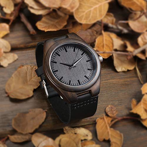 BYMAX Mens Engraved Wooden Watch, Wood Watches for Husband Son Groomsmen Customized Birthday for Men or Women BYMAX
