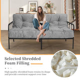 KOZIDO 8” Full Size Futon Mattress Sofa Bed, Extra Thick Foldable Floor Mattress, Shredded Foam Filling for Adults/Teens/Pets with No Assembly Needed, Frame Not Included - Grey KOZIDO
