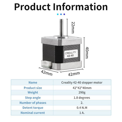 Creality Official 42-40 Stepper Motor, 3D Printer X/Y-Axis Extruder Stepping Motor 2 Phase 1A 1.8 Degree 0.4 N.M, Compatible with CR-10 Series and Ender-3 Series X/Y/E-axis （D-Shape） - WoodArtSupply