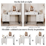 Ieejdn White Vanity Desk with Mirror and Lights,Small Makeup Vanity with 5 Drawers，Modern Makeup Table with Adjustable Cabinet for Bedroom,Makeup Room Ieejdn