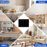 Room Divider 6FT Room Partition with Lockable Wheels, (Thicked Metal Base) Room Dividers, Freestanding Indoor Folding Privacy Screens, Portable Fabric Wall Divider for (Black, 88"- 4 Panel) JVVMNJLK