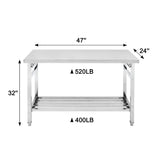 Stainless Steel Workbench for Prep & Work, 47" X 24" Folding Work Table Kitchen Prep Table, Metal Camping Table, Commercial Heavy Duty Table with Undershelf for Home and Restaurant Fashionwu