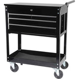 JEGS Rolling Tool Box Cart with Drawers - 4 Ball-Bearing Glided Drawers - 16-Gauge Steel - 580 LBS Total Capacity - Black Powder Coat Finish Toolbox on Wheels JEGS