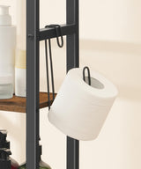 HOOBRO Over The Toilet Storage, 5-Tier Industrial Bathroom Organizer, Bathroom Space Saver with Toilet Paper Holder, Toilet Storage Rack, Small Spaces, Rustic Brown and Black BF84TS01 HOOBRO