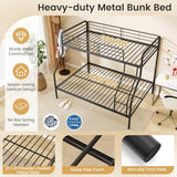 Giantex Metal Bunk Beds Twin Over Full Size, Heavy Duty Bunk Bed for Teens Adults with Ladder & Guardrails, Space Saving Metal Bunk Bed for Dorm, Bedroom, Apartment, No Box Spring Needed (Black) Giantex
