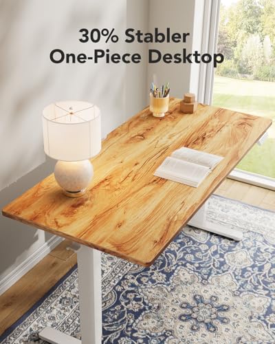 HUANUO Electric Standing Desk, Whole Piece Desktop, Adjustable Height Computer Desk, 4 Height Memory Settings, Sit Stand Up Desk for Home Office, 48" x 24", Light Vintage HUANUO