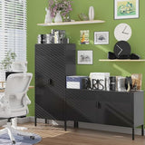 Ustamio 61 Inches Metal Storage Cabinet with Doors and Shelves, 4 Tier Kitchen Pantry Cabinet, Metal Cabinet for Home Office, Dinning Room, Laundry Room, Living Room, Bathroom and Utility Room (Black) Ustamio