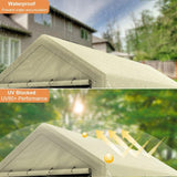 Outdoor Carport 10x20ft Heavy Duty Canopy Storage Shed,Portable Garage Party Tent,Portable Garage with Removable Sidewalls (Beige) Generic