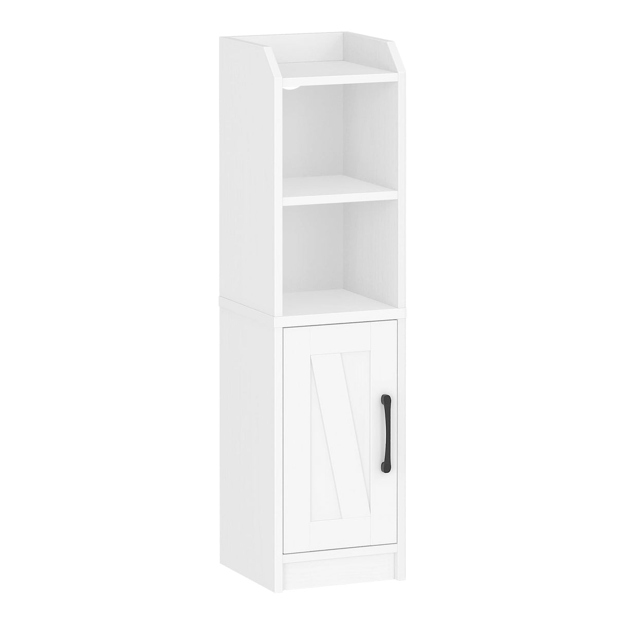 Hzuaneri Bathroom Storage Cabinet, Small Farmhouse Corner Floor Cabinet with Door and Shelves, Narrow Toilet Paper Holder Stand, Bathroom Organizer with Adjustable Shelf, for Small Spaces, White Hzuaneri