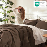 Litanika Brown Comforter Set Queen Size, 3 Pieces Lightweight Solid Bedding Comforter Set, All Season Fluffy Bed Set (90x90In Comforter & 2 Pillowcases) Litanika