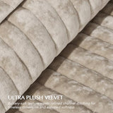 EVERGRACE Velvet Quilt Set King Size, Luxurious Soft Striped Channel Bedding Set, Lightweight Velvet Comforter for All Season, Oversized Bedspread Coverlet with 2 Matching Shams, Beige Taupe EVERGRACE