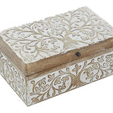 Deco 79 Mango Wood Floral Decorative Box Decorative Keepsake Boxes with Hinged Lid, Set of 3 Storage Boxes 8", 10", 12"W, Brown Deco 79