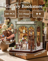 CUTEBEE Book Nook Kit - DIY Miniature House Dollhouse Kit for Adults, Booknook Library Bookstore Tiny House Bookshelf Decor 3D Wooden Puzzle, Gifts for Family and Friends (Gallery Bookstore)