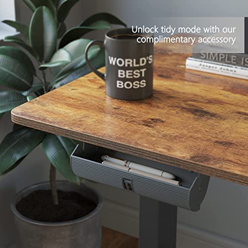 FEZIBO Triple Motor 63" L Shaped Standing Desk, Electric Standing Gaming Desk Adjustable Height, Corner Stand up Desk with Splice Board, Black Frame/Rustic Brown Top FEZIBO