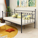 HOMERECOMMEND Metal Daybed Frame Twin Metal Slats Platform Base Box Spring Replacement Bed Sofa for Living Room Guest Room (Twin, Black Sanded) HOMERECOMMEND