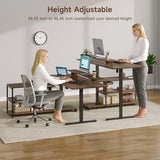 Lefurture Standing Desk with File Cabinet, 55x24'' L Shaped Electric Stand Up Desk with Adjustable Monitor Shelf, Adjustable Height 28-46'' for Home and Computer Workstation, Walnut Lefurture