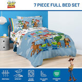 Jay Franco Kids Comforter Set Includes Sheets and Pillow Cover - Soft and Cozy Bed Set for Stylish Room Decor, Blue - Toy Story, 7 Piece Full Jay Franco