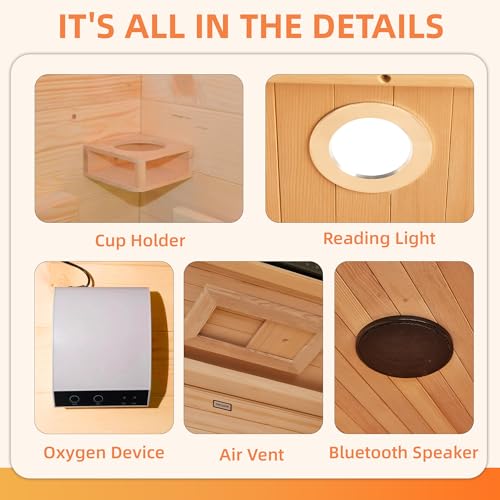 BNEHS Infrared Sauna for Home, 1 Person Full Spectrum Infrared Sauna, Indoor Dry Roomy Sauna with Rapid Heating 4 Carbon Panels&1 Carbon Tube, 7 Color Therapy Lights, 110V BNEHS