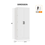 VINGLI Pantry Cabinet,59" Tall White Kitchen Storage Cabinet with 2 Doors and Adjustable Shelves, Food Storage Freestanding Cupboard for Small Space in Dining Room, Living Room VINGLI