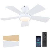 Ceiling Fans with Lights,Modern Low Profile Ceiling Fan with Light and Remote Control,5 Dual-Sided Blades,Reversible DC Motor,40" White Small Flush Mount Ceiling Fan for Bedroom Indoor/Outdoor Use Hounberi